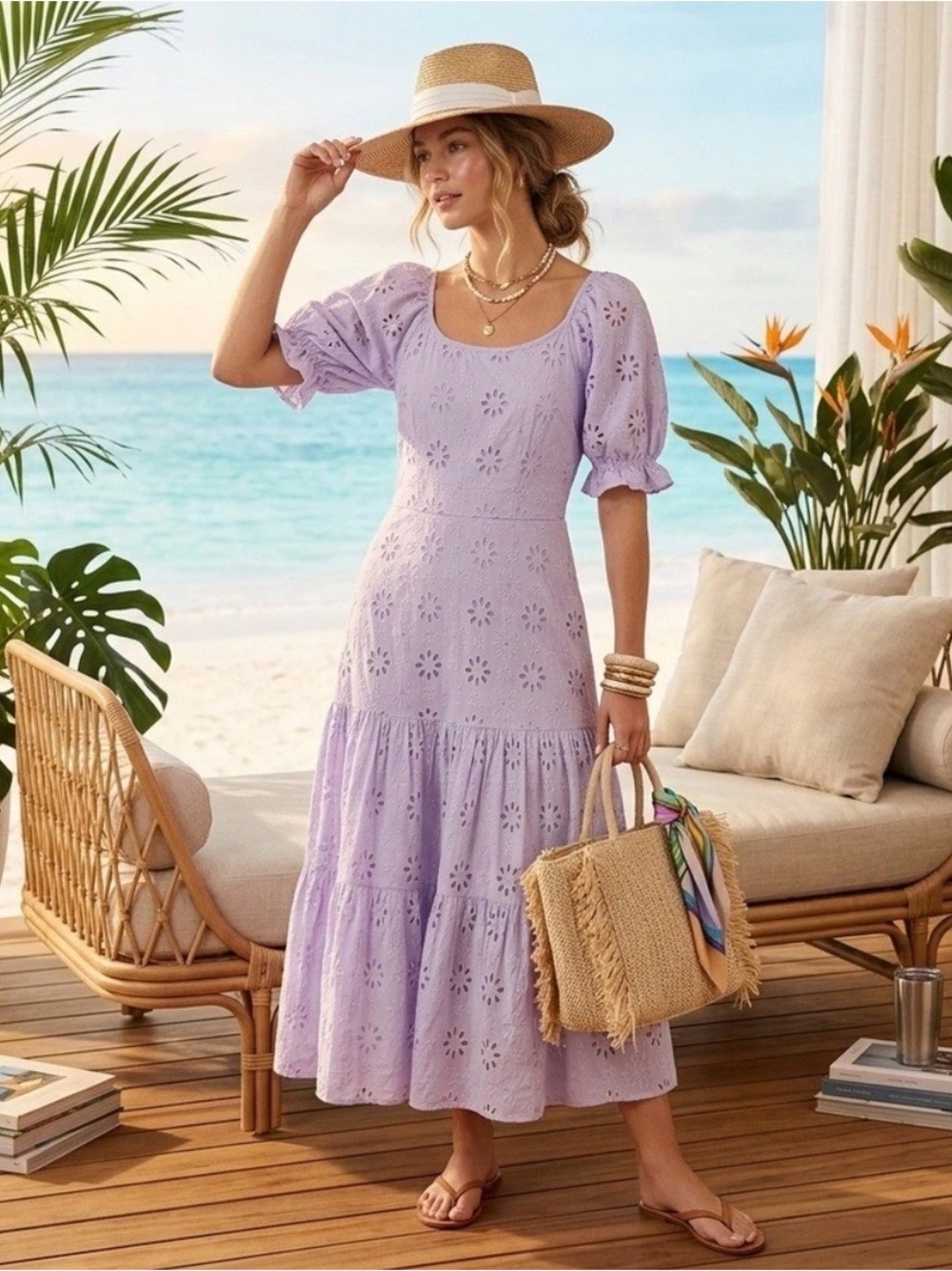 Ann Taylor Lavender Eyelet Maxi Dress